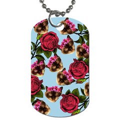 Lazy Cat Floral Pattern Blue Dog Tag (two Sides) by snowwhitegirl