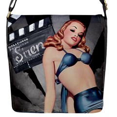 Retro Pin Up Girl Blue Flap Closure Messenger Bag (s) by vintage2030