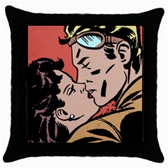 Retrocouplekissing Throw Pillow Case (black) by vintage2030