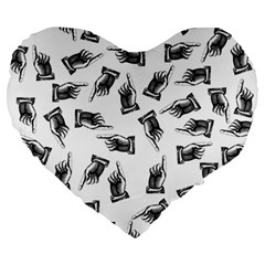 Pointing Finger Pattern Large 19  Premium Heart Shape Cushions by Valentinaart