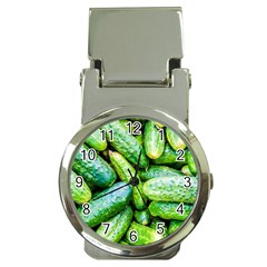 Pile Of Green Cucumbers Money Clip Watches by FunnyCow