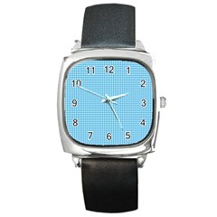 Oktoberfest Bavarian Blue Houndstooth Check Square Metal Watch by PodArtist