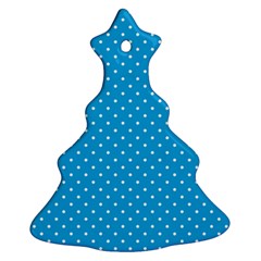 Mini White Polkadots On Oktoberfest Bavarian Blue Christmas Tree Ornament (two Sides) by PodArtist