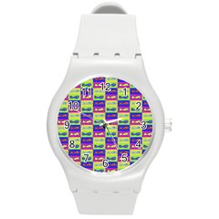 Cartoon Style Marine Life Motif Pattern Round Plastic Sport Watch (m) by dflcprints