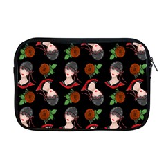 Vintage Flapper Woman Black Apple Macbook Pro 17  Zipper Case by snowwhitegirl