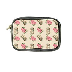 Retro Dog Floral Pattern Ecru Coin Purse by snowwhitegirl