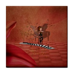 Cute Fairy Dancing On A Piano Tile Coasters by FantasyWorld7