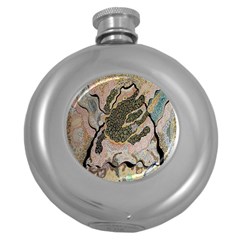 Lizard Volcano Round Hip Flask (5 Oz) by chellerayartisans