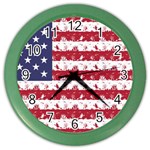 USA Flag Halloween Holiday Nightmare Stripes Color Wall Clock Front