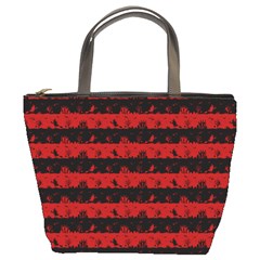 Blood Red And Black Halloween Nightmare Stripes  Bucket Bag by PodArtist