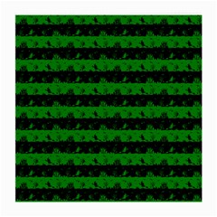 Alien Green And Black Halloween Nightmare Stripes  Medium Glasses Cloth (2-side) by PodArtist