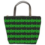 Alien Green and Black Halloween Nightmare Stripes  Bucket Bag Front