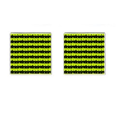 Slime Green And Black Halloween Nightmare Stripes  Cufflinks (square) by PodArtist