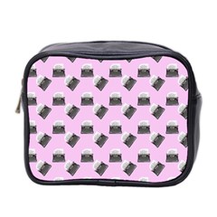 Retro Typewriter Pink Pattern Mini Toiletries Bag (two Sides) by snowwhitegirl