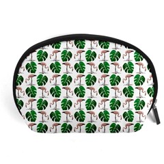 Flamingo Leaf Patttern Accessory Pouch (large) by snowwhitegirl