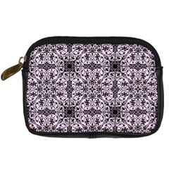 Ornamental Pink Black Digital Camera Leather Case by snowwhitegirl