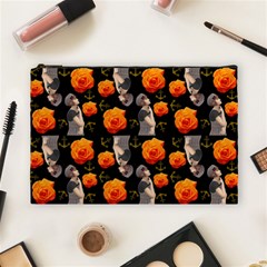 Girl With Roses And Anchors Black Cosmetic Bag (large) by snowwhitegirl