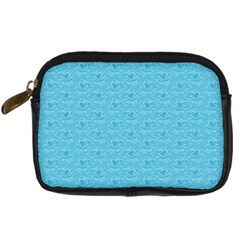 Retro Blue Pattern Digital Camera Leather Case by snowwhitegirl