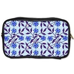 Blue Dot Floral Toiletries Bag (two Sides) by snowwhitegirl