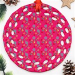 Vintage Floral Pink Ornament (Round Filigree) Front