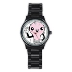 Pink Kawaii Bulb Stainless Steel Round Watch Front