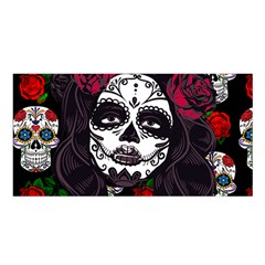 Mexican Skull Lady Satin Shawl by snowwhitegirl