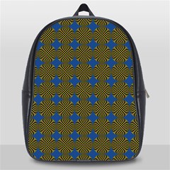 Mod Yellow Blue Circles Pattern School Bag (large) by BrightVibesDesign