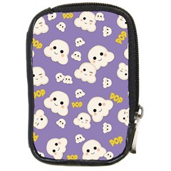 Cute Kawaii Popcorn Pattern Compact Camera Leather Case by Valentinaart