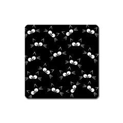 Cute Black Cat Pattern Square Magnet by Valentinaart