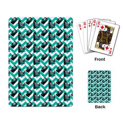 Vintage Camera Chevron Aqua Playing Cards Single Design by snowwhitegirl