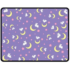 Rabbit Of The Moon Double Sided Fleece Blanket (medium) by Ellador