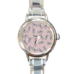 Pineapple Pattern Round Italian Charm Watch by Valentinaart