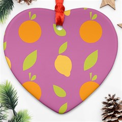 Seamlessly Pattern Fruits Fruit Ornament (heart) by Nexatart