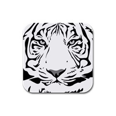 Tiger Black Ans White Rubber Square Coaster (4 Pack)  by alllovelyideas