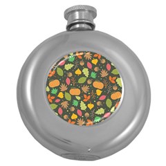 Thanksgiving Pattern Round Hip Flask (5 Oz) by Valentinaart