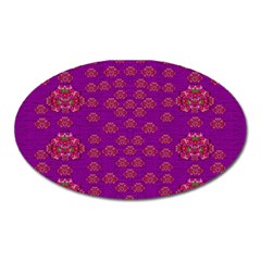 Seasonal Delight With Fantasy Flowers Oval Magnet by pepitasart