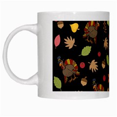 Thanksgiving Turkey Pattern White Mugs by Valentinaart