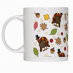 Thanksgiving Turkey Pattern White Mugs by Valentinaart