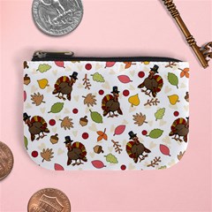 Thanksgiving Turkey Pattern Mini Coin Purse by Valentinaart