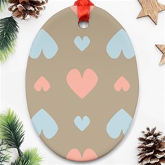 Hearts Heart Love Romantic Brown Ornament (oval) by Sapixe