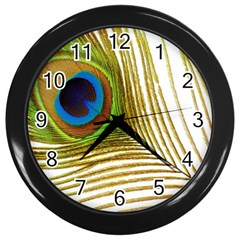 Peacock Feather Plumage Colorful Wall Clock (black) by Sapixe