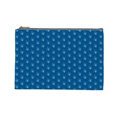 Quebec French Royal Fleur De Lys Elegant Pattern Blue Blue Quebec Fleur De Lys Pattern Blue Cosmetic Bag (large) by Quebec