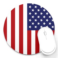 Us Flag Stars And Stripes Maga Round Mousepads by snek