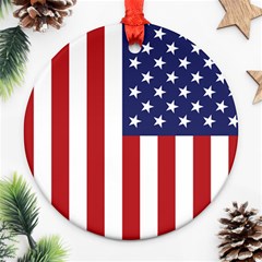 Us Flag Stars And Stripes Maga Round Ornament (two Sides) by snek