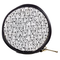 Funny Cat Pattern Organic Style Minimalist On White Background Mini Makeup Bag by genx