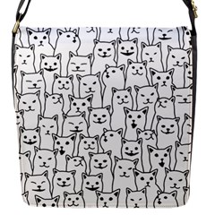 Funny Cat Pattern Organic Style Minimalist On White Background Flap Closure Messenger Bag (s) by genx