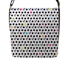 Boston Terrier Dog Pattern With Rainbow And Black Polka Dots Flap Closure Messenger Bag (l) by genx