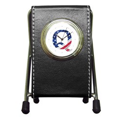 Qanon Usa Flag Wwgowga Wwg1wga Pen Holder Desk Clock by snek