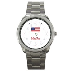 Maga Make America Great Again With Us Flag Trump Sport Metal Watch by snek