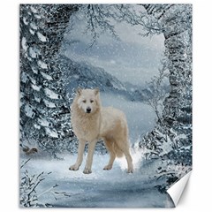 Wonderful Arctic Wolf In The Winter Landscape Canvas 20  X 24  by FantasyWorld7